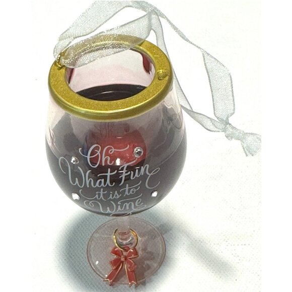 Hallmark Keepsake 2023 Christmas Ornament Oh What Fun It Is To Wine Glass Red - Picture 4 of 4
